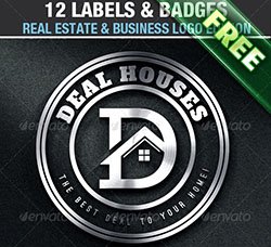 标志展示模板：12 Real Estate & Business Labels & Badges Logos